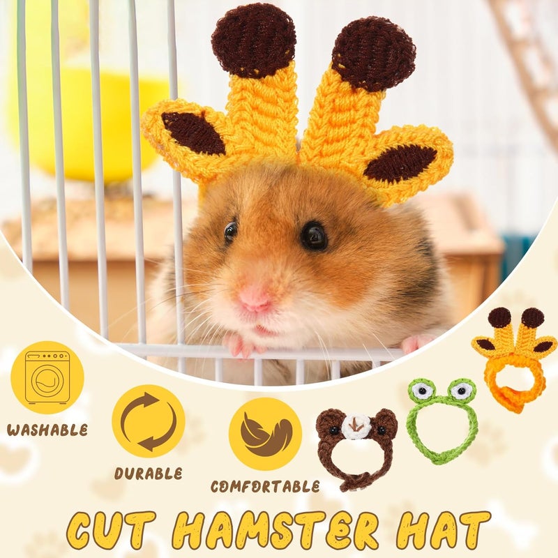 MiniInflat 12 Pcs Hamster Hat Guinea Pig Knitted Cartoon Headwear Mini Small Animals Hat Hamster Clothes for Real Hamsters Pets Small Animal Lizard Dragon Snake Bird Rabbit Party Costume Accessories - Image 5
